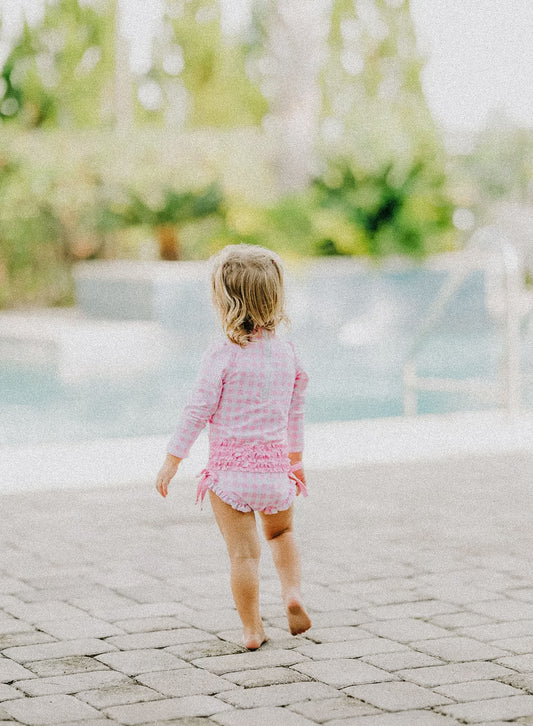 pink lemonade ruffle swimsuit