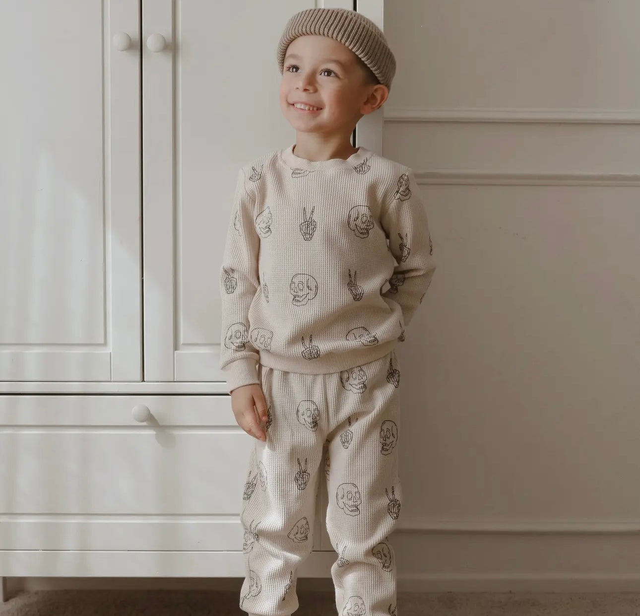 cozy waffle skull set