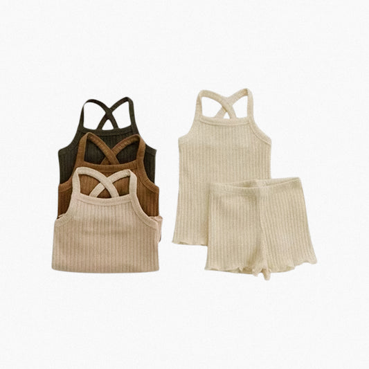 Ruffle Crossback Tank Sets