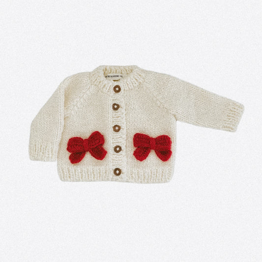 Cherry Bow Hand Knitted Sweater