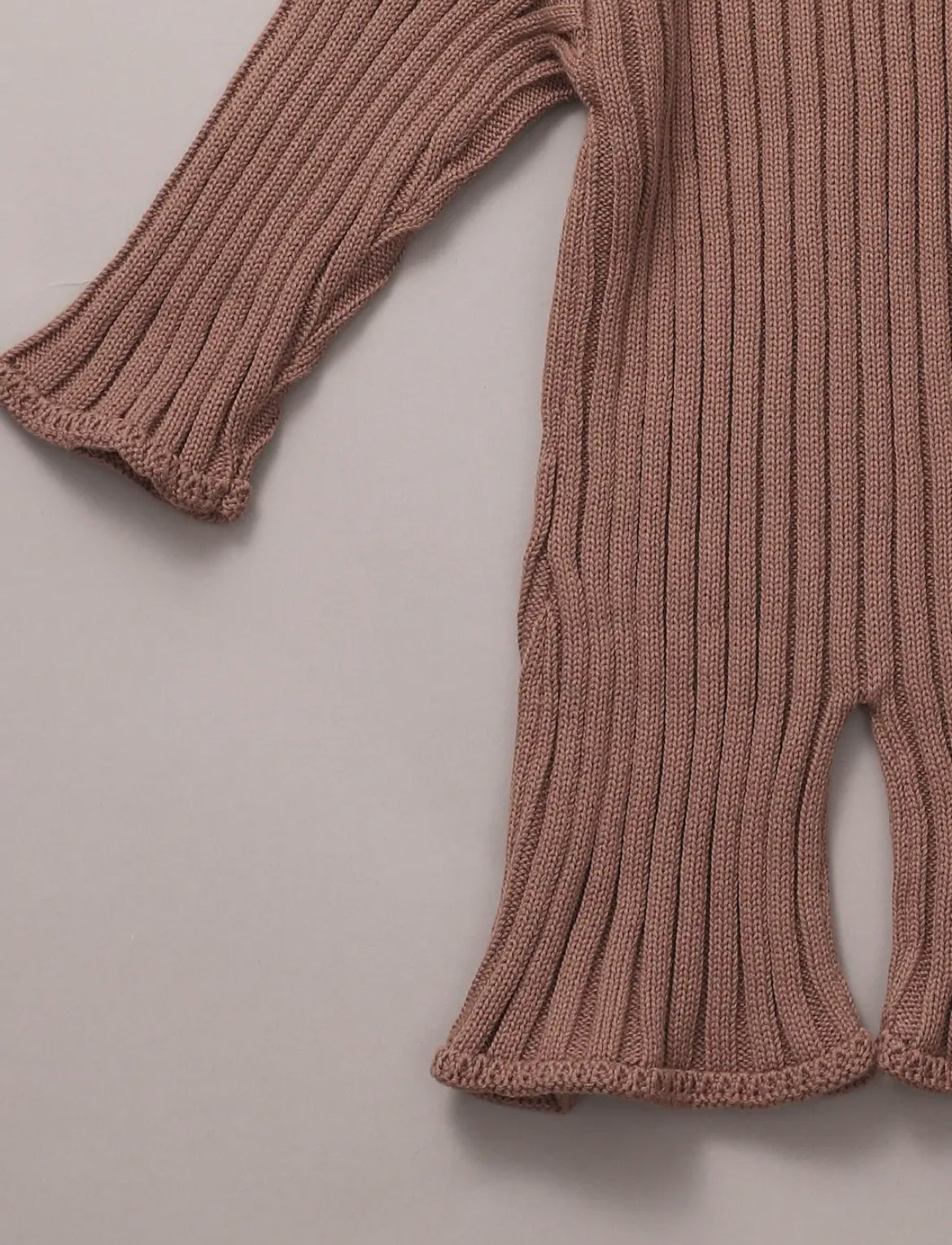 ( Fawn, Taupe ) Little Boho Ribbed Flare Bodysuit