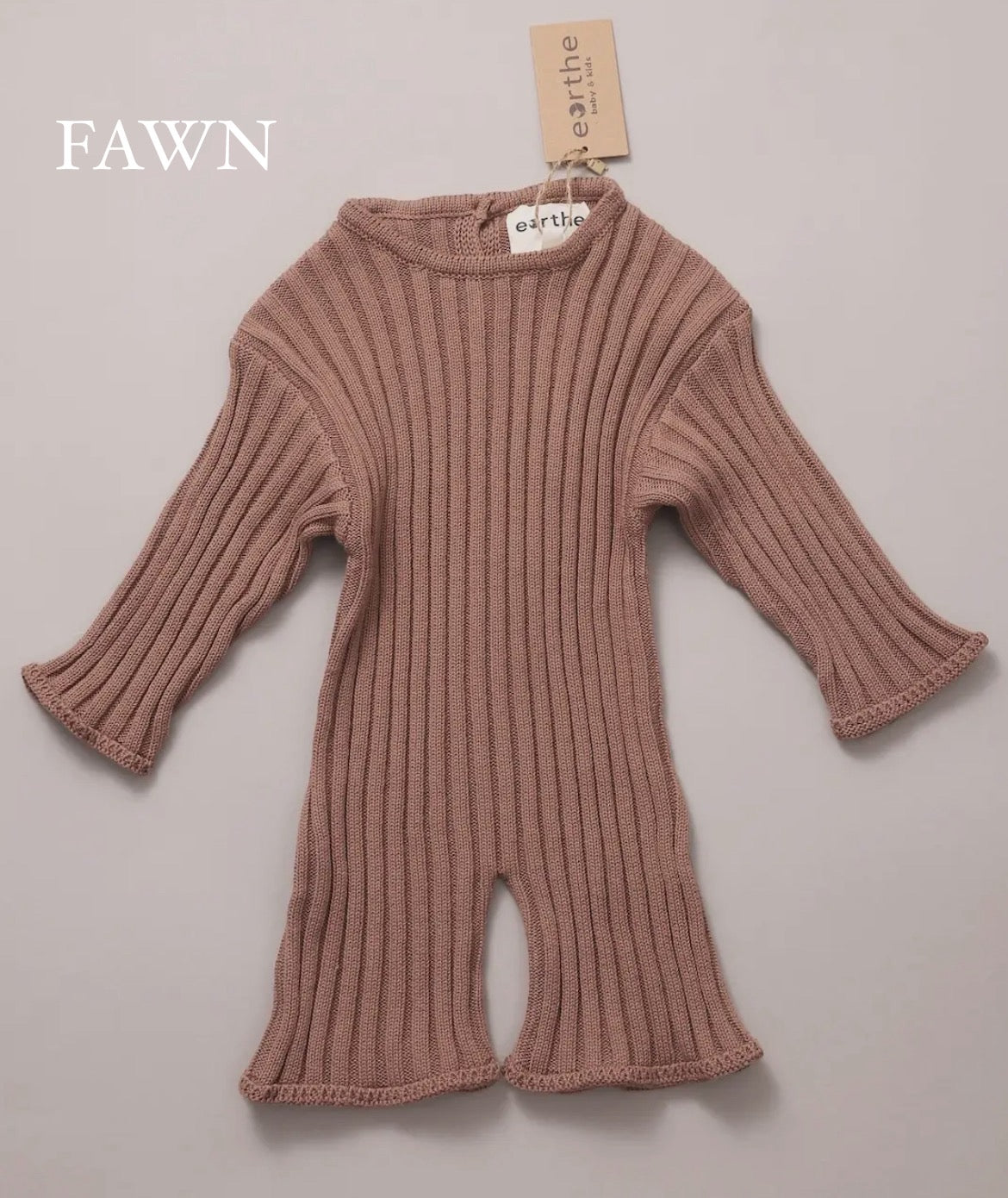 ( Fawn, Taupe ) Little Boho Ribbed Flare Bodysuit