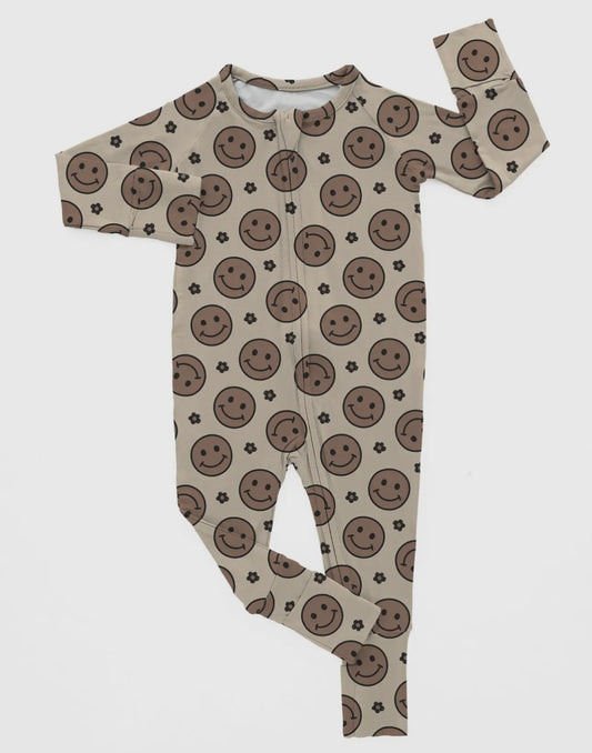 Smiley Daisy Bamboo Zip Romper